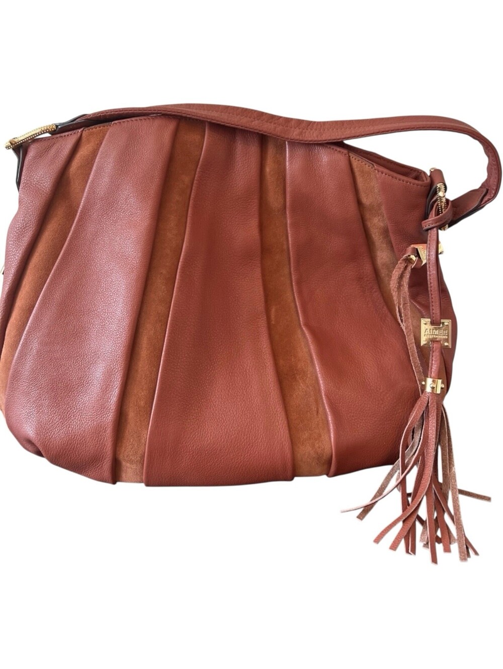 Aimee Kestenberg leather Hobo Suede burnt Orange Brown Rust Gold Hardware Purse - Picture 1 of 7